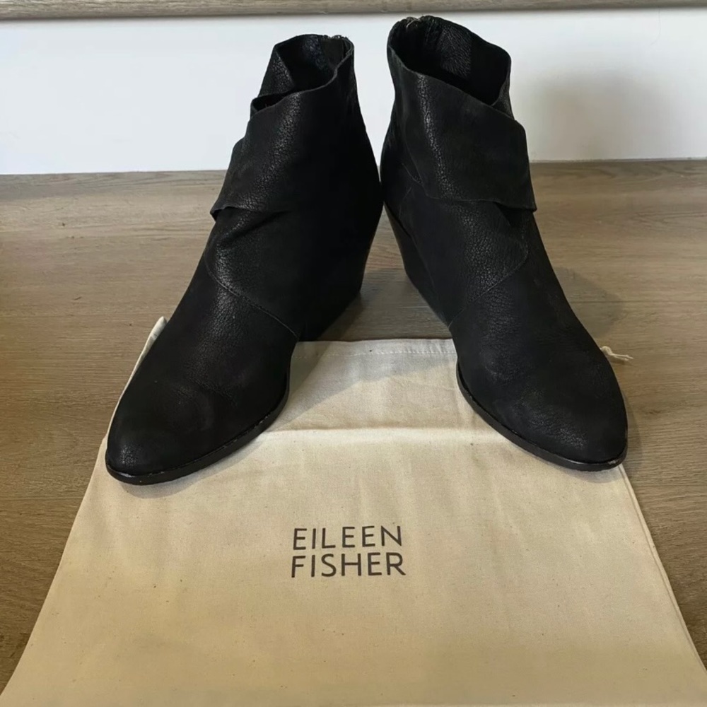 Eileen Fisher Tumbled Nubuck Booties 9.5